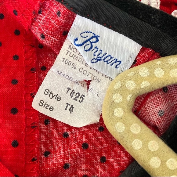 Vintage girls red and black dress Bryan made in the USA toddler polka dots - Picture 3 of 4
